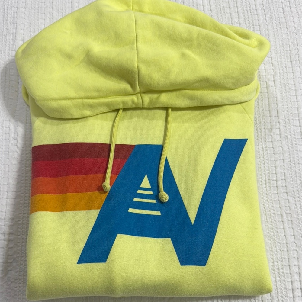 Aviator Nation Yellow Hoodie with Multicolor Graphic